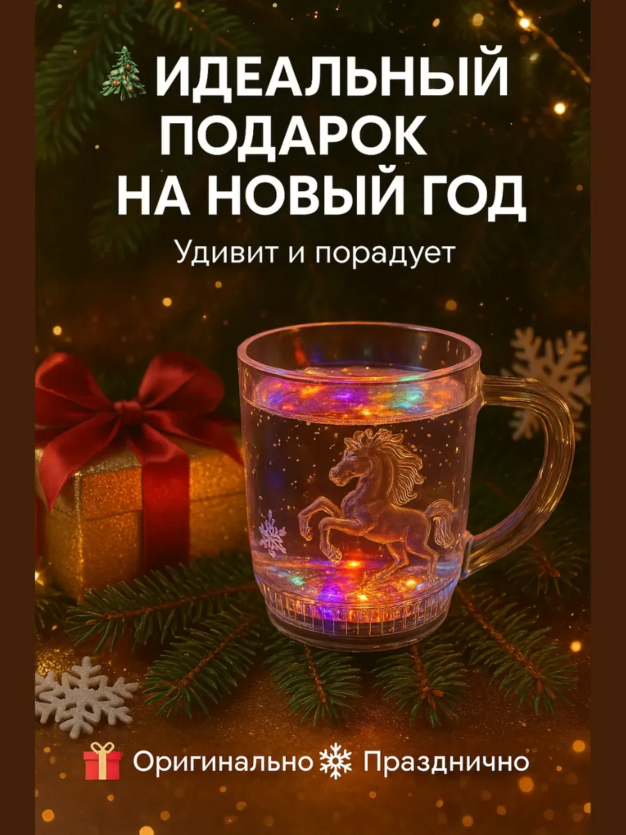 Использование светящегося стакана с лошадью на празднике